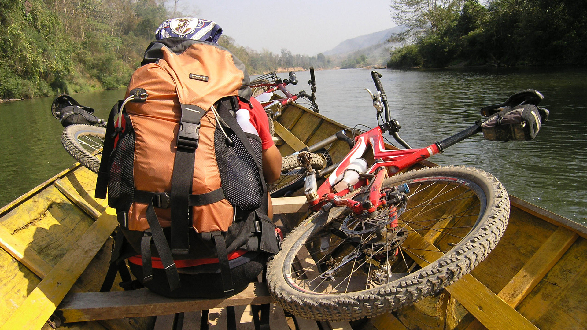 Ride downriver with gear on a boat
